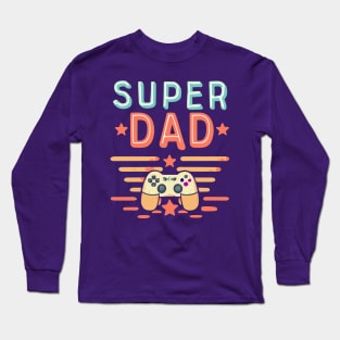 Super Dad Gaming Console Distressed Design Long Sleeve T-Shirt